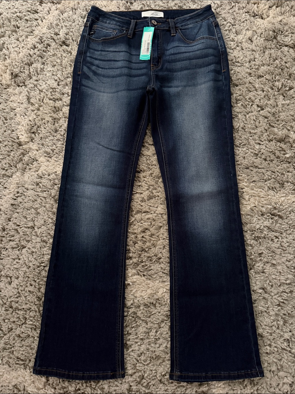 KanCan Dark Blue Wide Leg Jeans with Subtle Fading